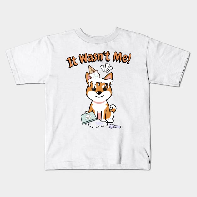 It wasnt me - orange dog Kids T-Shirt by Pet Station